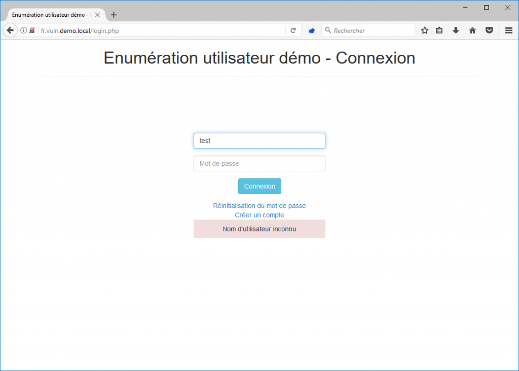 Formulaire de connexion - énumération