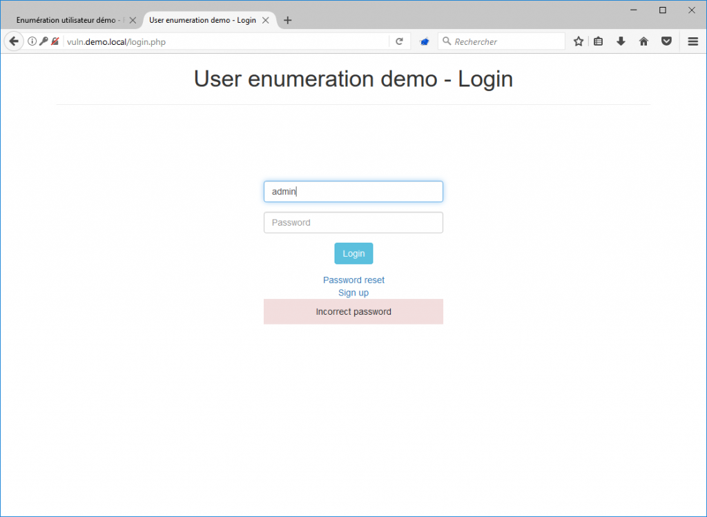 login form user enumeration