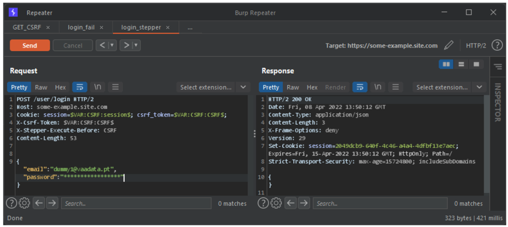 Auditing an app protected by a CSRF token with Stepper