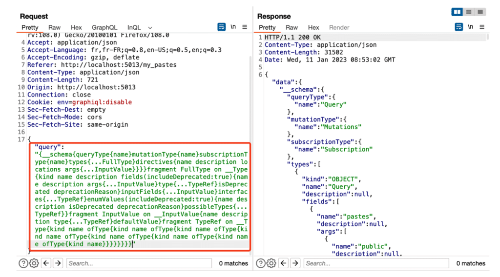 Récupération du schéma d'introspection GraphQL