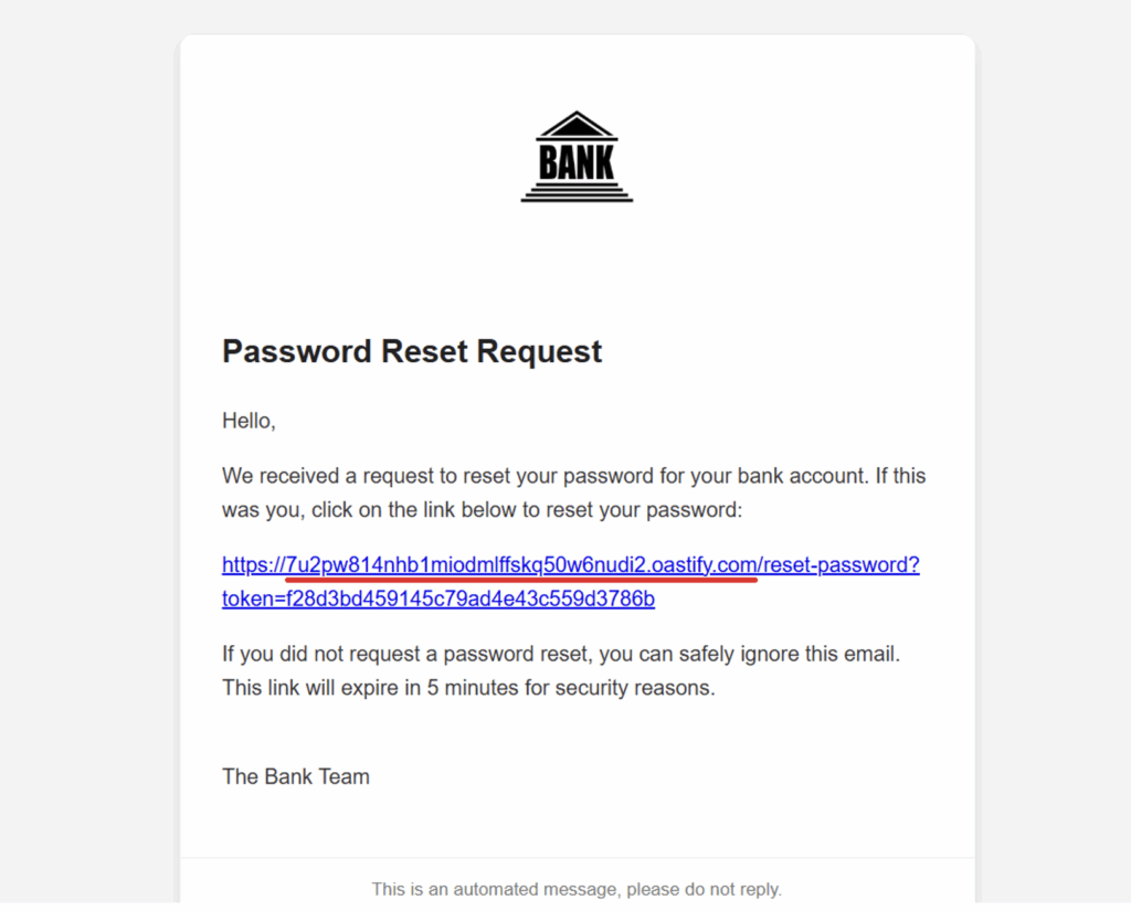 Email reçu par la victime