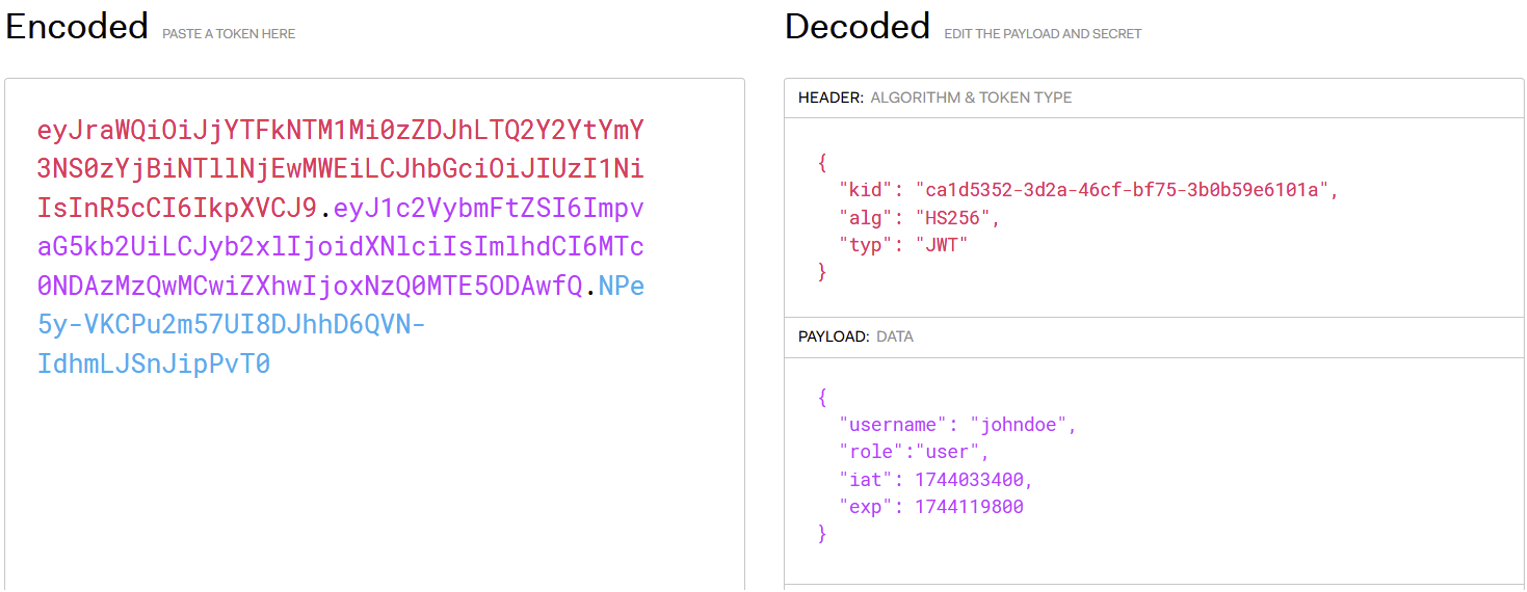 JWT signed with HS256