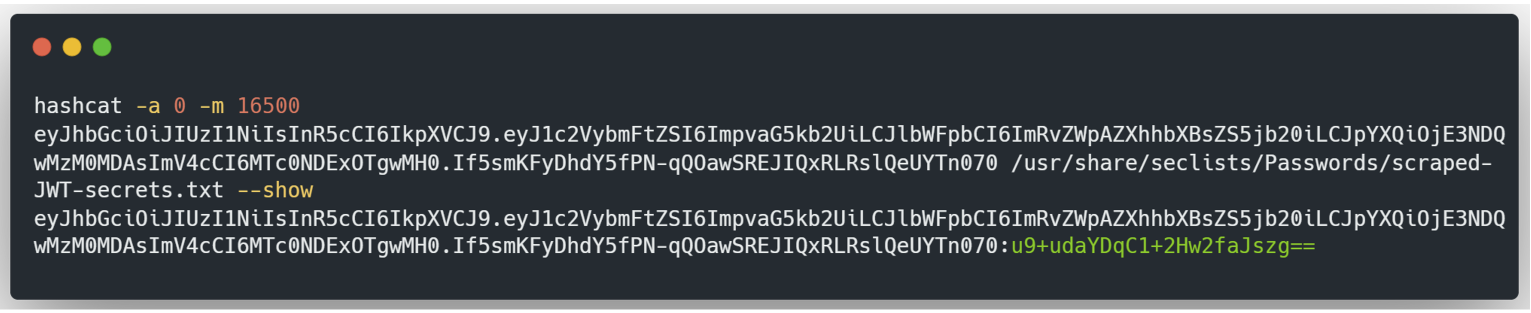 secret found with hashcat