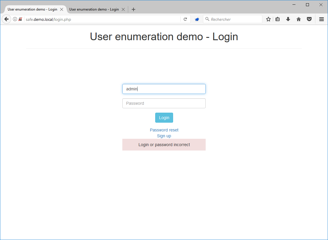 login form no user enumeration