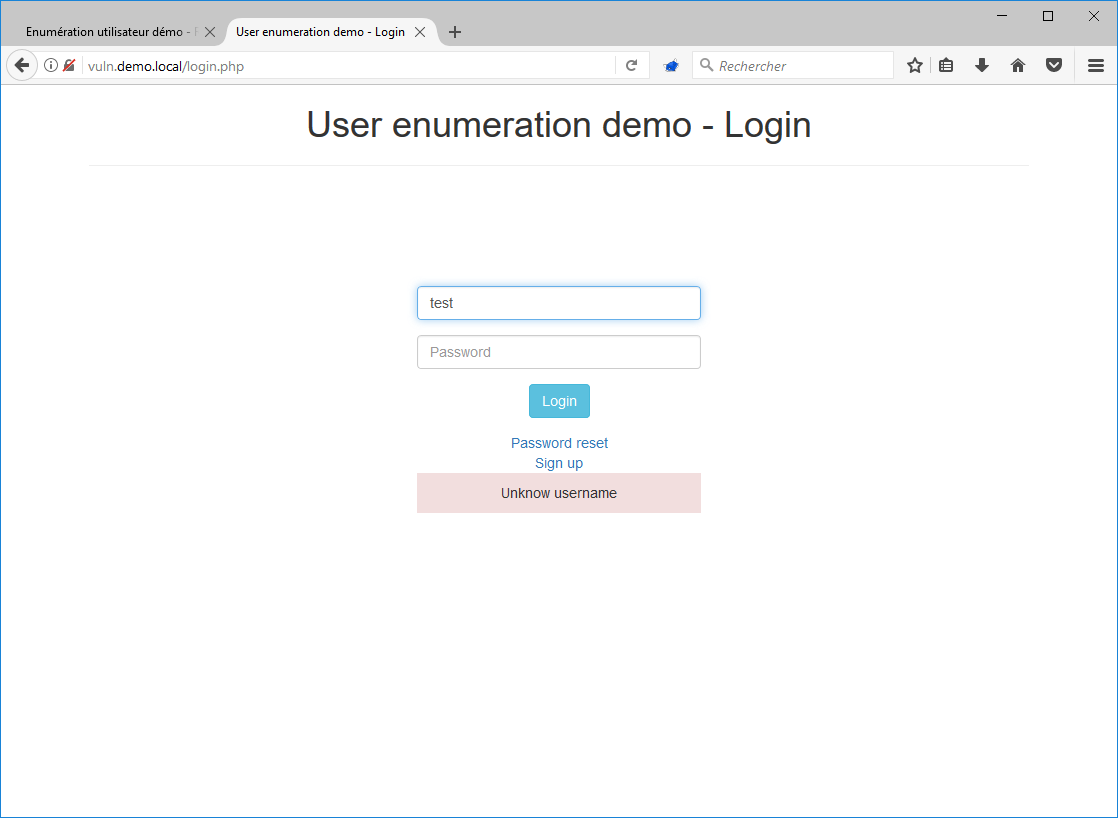 login form user enumeration