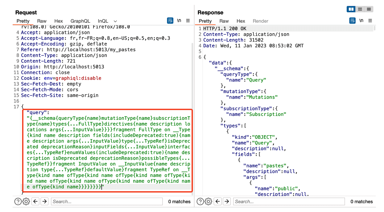 Récupération du schéma d'introspection GraphQL