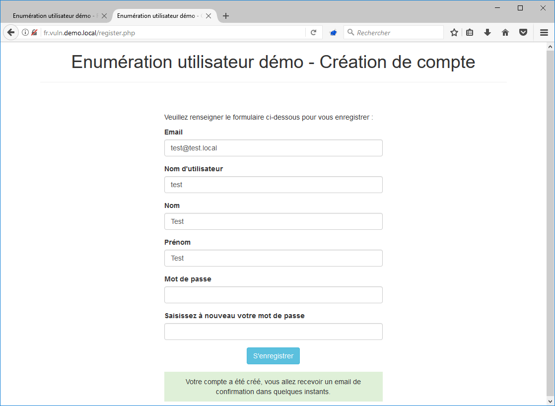 Inscription - énumération