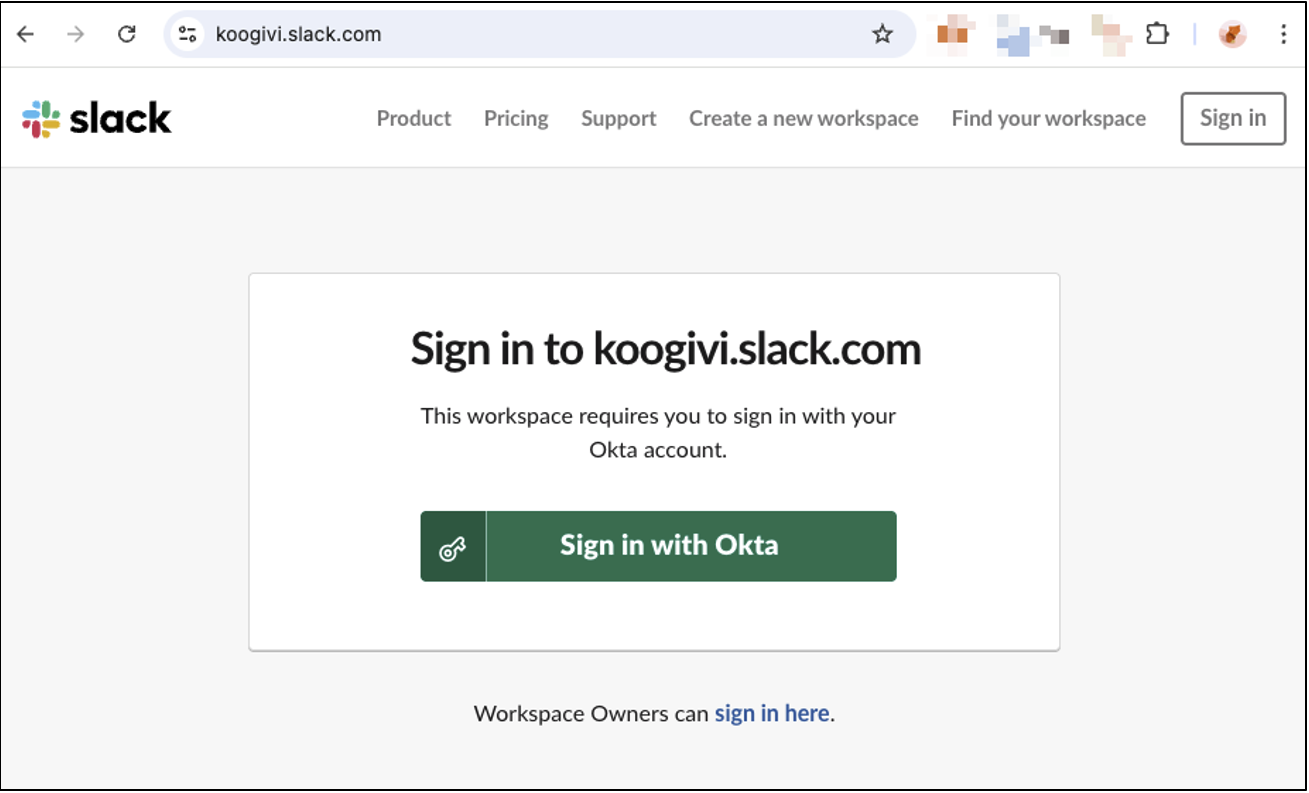 Slack login portal